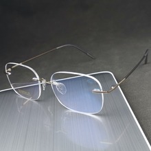 新款纯钛眼镜架近视眼镜男女无框超轻时尚眼镜钛架深圳批发