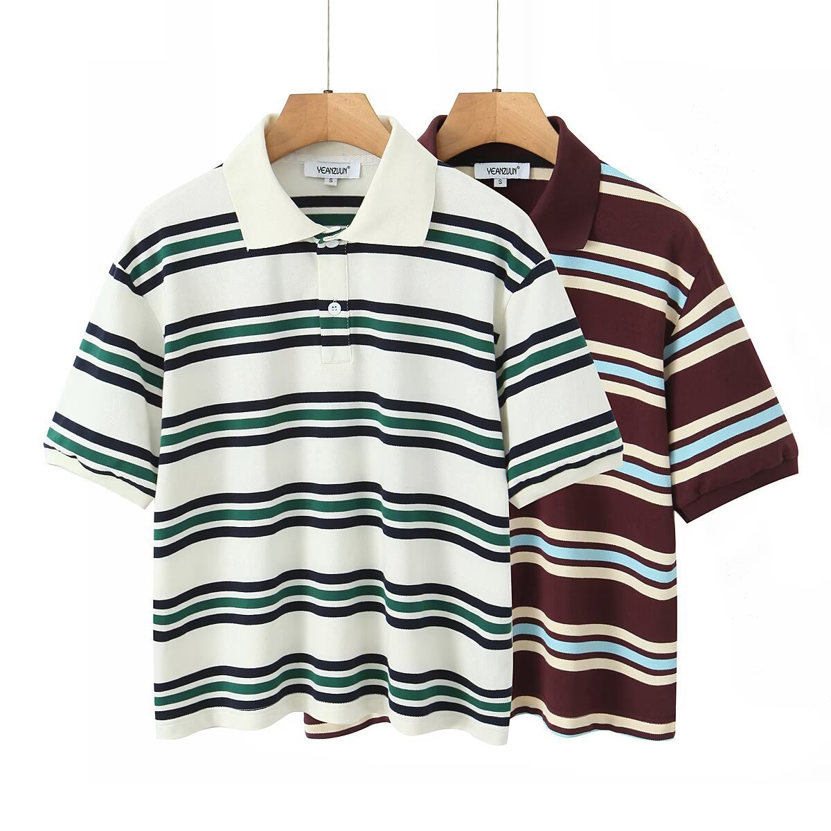 Damen T-shirt Mit Streifen Und Low Waist Shorts Set_voghion.com
