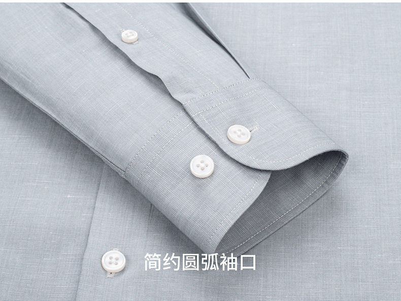 Áo sơ mi nam dài tay vải lanh pha, chống nhăn không cần ủi, form vừa vặn — Màu xanh ô liu-dài tay 05, Trắng-dài tay 01, Xám nhạt-dài tay 06 chi tiết 20