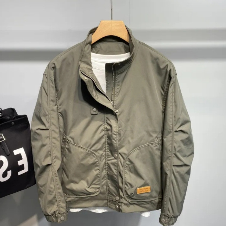 Hombres 2025 primavera nuevo estilo casual top ins ropa de trabajo de moda chaqueta de cuello alto exterior moda masculina estilo Hong Kong chaqueta de hombre