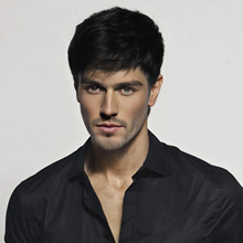 速卖通外贸男士假发斜刘海短发头套欧美新款黑色蓬松短发工厂货源