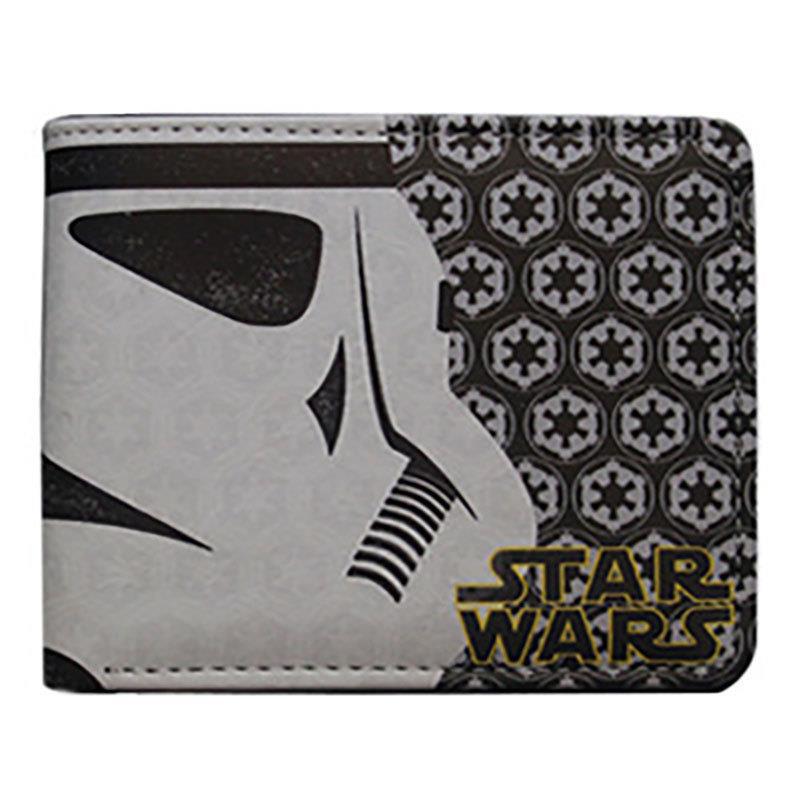Cartera de Star Wars alrededor del cine y la televisión, guerrero negro, soldado blanco, cartera corta de dos plegados, cartera PU para hombres adolescentes