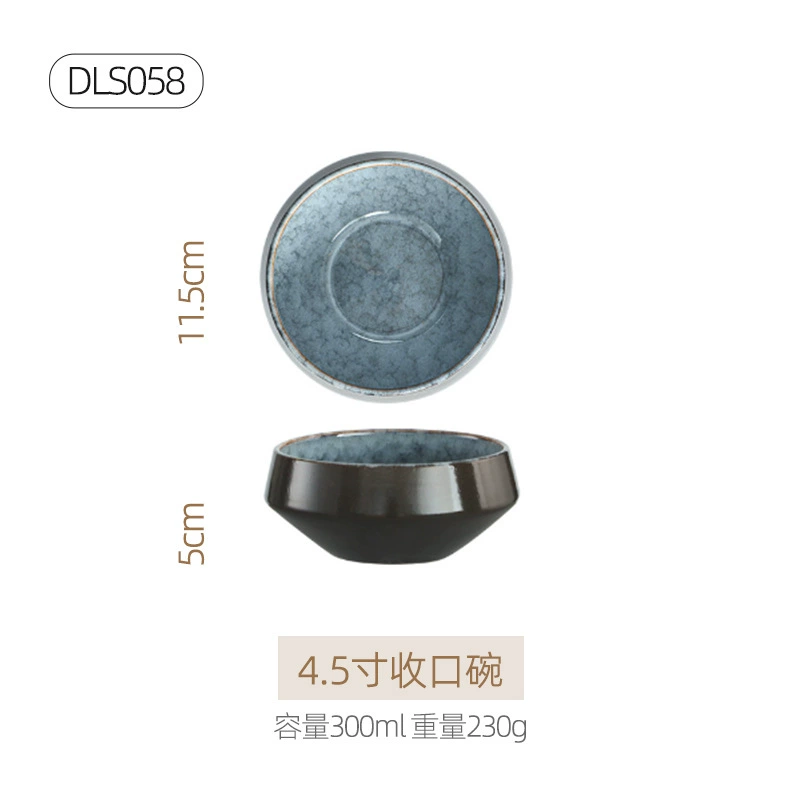 Ceramic tableware set, Japanese retro marble glaze, premium light-luxury design