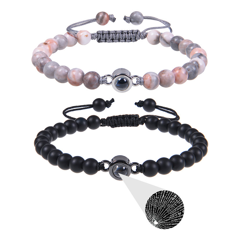 100 Language Projection Beaded Bracelet With Volcanic Stone_voghion.com
