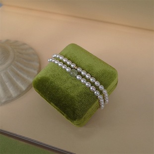 Green Strawberry Crystal Bracelet 4-5mm Natural Rice Shape Freshwater Pearl Gold Injection New Product Classical Boutique