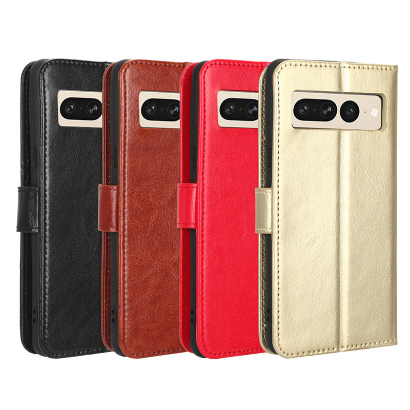 Suitable for Google Pixel7 Pro Mobile Phone Case Clamshell Google Pixel 7 Mobile Phone Leather Case Crazy Horse Pattern Card