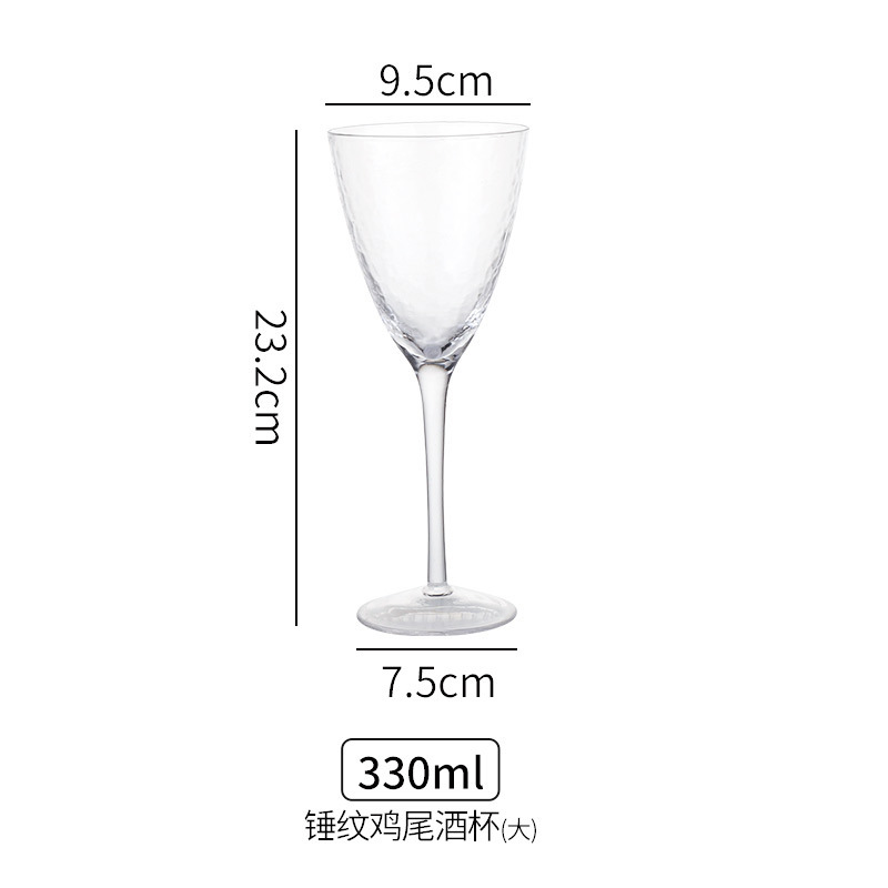 Copa de vidrio con patrón de martillo japonés, copa de vino tinto, copa de vino, copa de burbujas, copa de copa, copa de cóctel, copa de champán