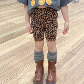 童装2025新款夏季女童豹纹休闲短裤打底裤宝宝中小童骑行弹力裤子