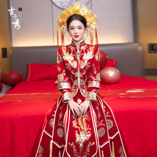 Xiuhe Wedding Dress Winter 2025 New Dragon and Phoenix Jacket Wedding Dress Bride Toasting Dress Chinese Wedding Dress Small