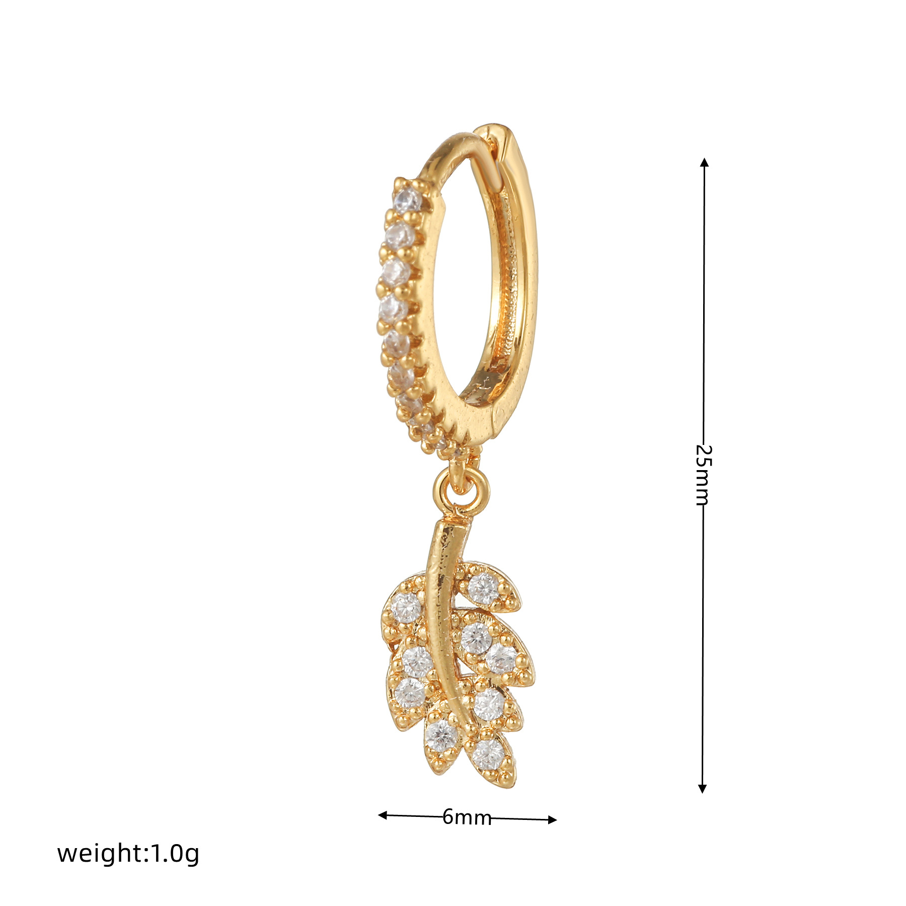 Fashion Animal Wings Copper Inlaid Zircon Drop Earrings 1 Piece