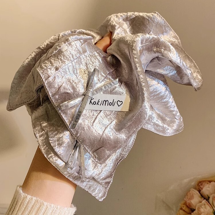 【Real Shot】Sweet and Cool Silver Niche Square Scarf Hair Tie Fashionable Niche Ins Blogger Fashion Hair Accessory Headband