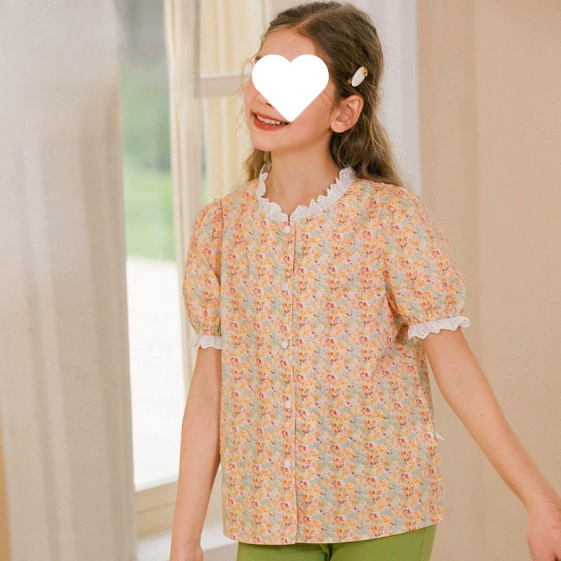 Рубашки для девочек, милые и стильные кардиганы с короткими рукавами и принтом для маленьких девочек, детские рубашки, летние тонкие модели.