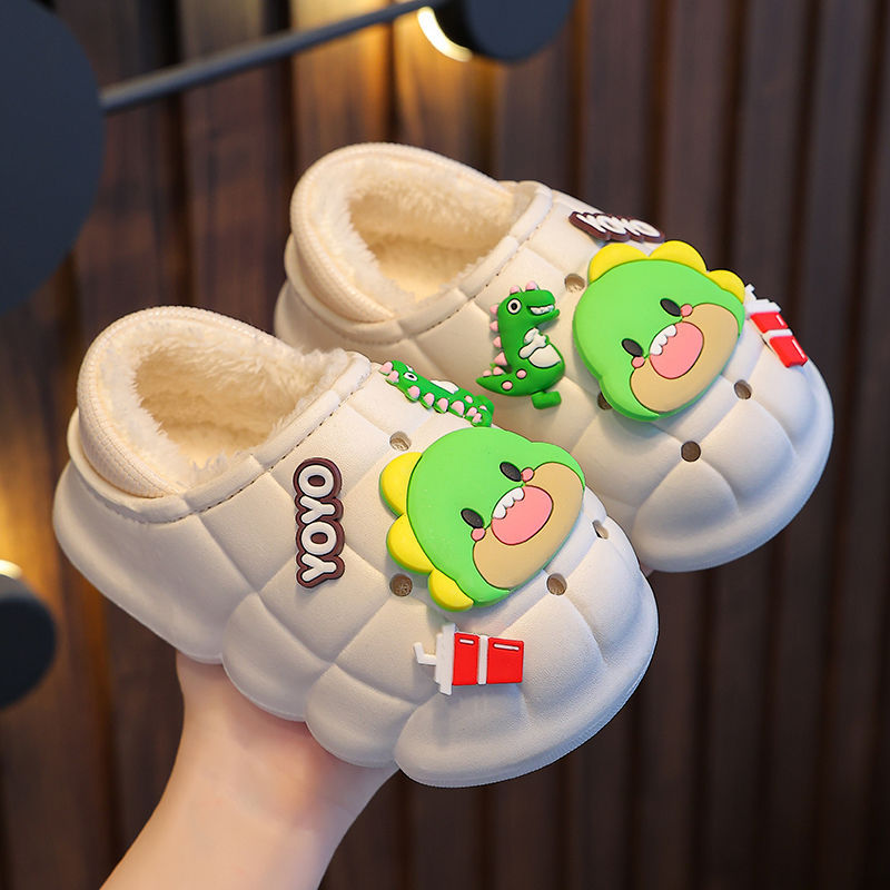 Zapatillas de algodón para niños de invierno niños y niñas cálidos forrados de lana de dibujos animados padre-hijo a prueba de agua bolsa para niños talón zapatos de algodón para bebés