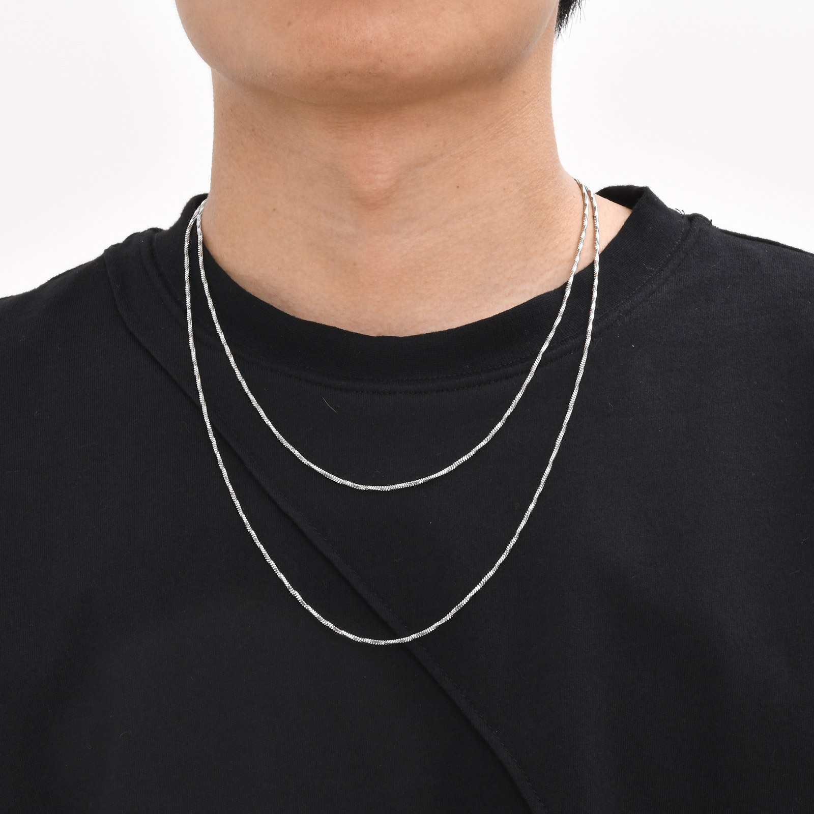 Vintage Stainless Steel Twisted Snake Bone Square Chain Necklace_voghion.com