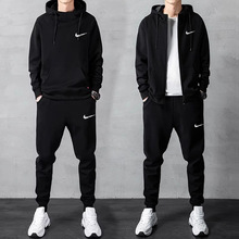 跨境合作 代发  男款大码休闲套装连帽运动服卫衣两件套男