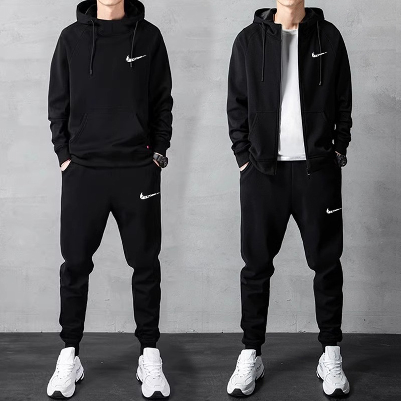 跨境合作 代发  男款大码休闲套装连帽运动服卫衣两件套男