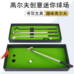 Cross-border desktop game metal golf pen golf club set ballpoint pen with LOGO printing