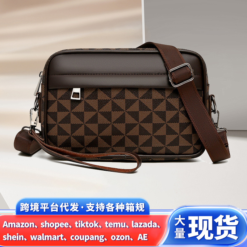 Business Men's Clutch Bag, Multifunctional Men's Crossbody Shoulder Bag, Mobile Phone Bag, Men's Wrist Bag, Fashionable Small Square Bag