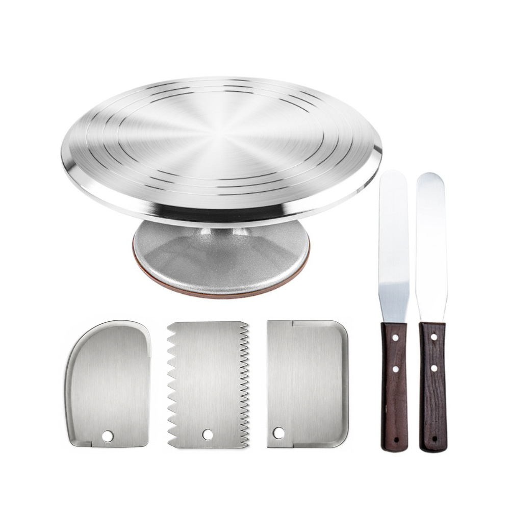 Juego de Plato Giratorio para Pasteles de Aleación de Aluminio, Giratorio, para Repostería