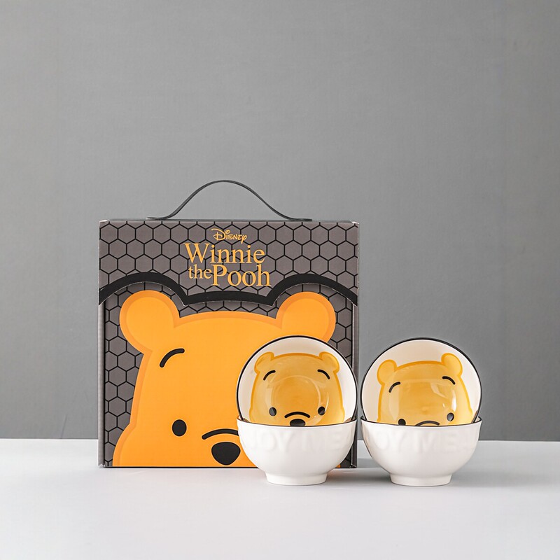 Pocahontas Winnie the Pooh 10-Piece Ceramic Bowl, Plate, and Spoon Tableware Set Creative Cartoon Event Gift