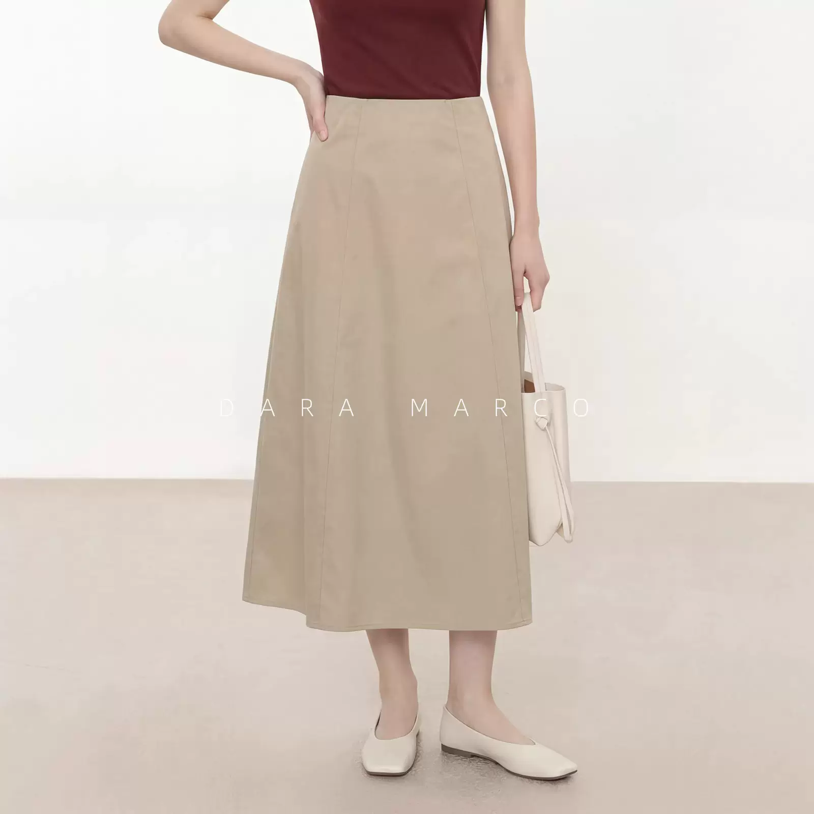 极简风微 A 廓形半身裙女高腰宽松显瘦百搭气质通勤中长裙子女