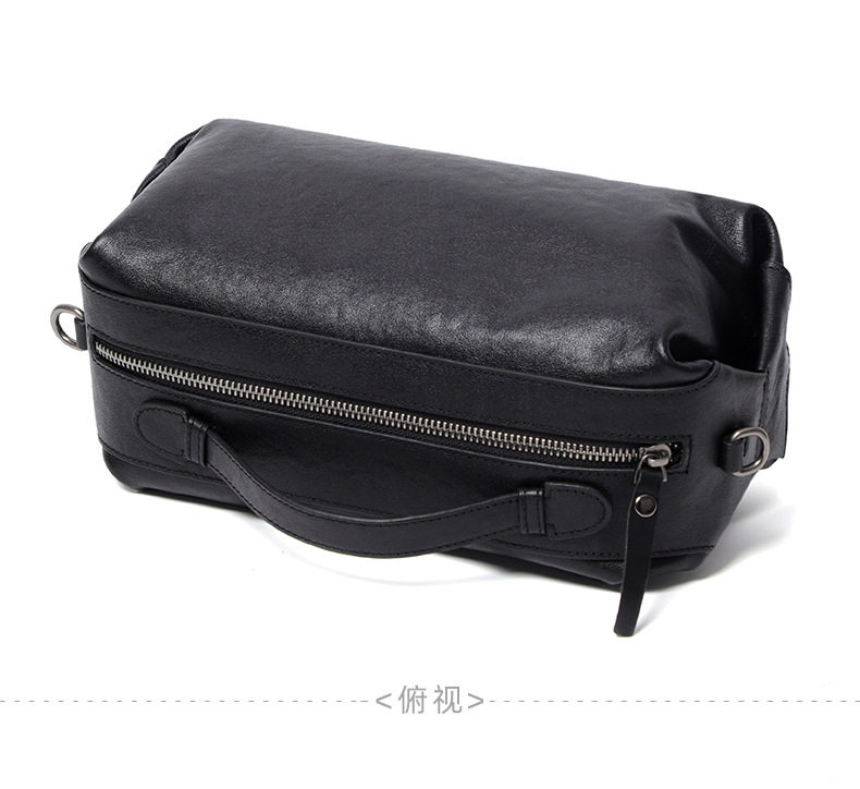 Túi đeo chéo nam da bò thật thuộc da, túi đeo vai kiêm túi xách tay nhỏ 29×11×17 cm — Màu đen chi tiết 17
