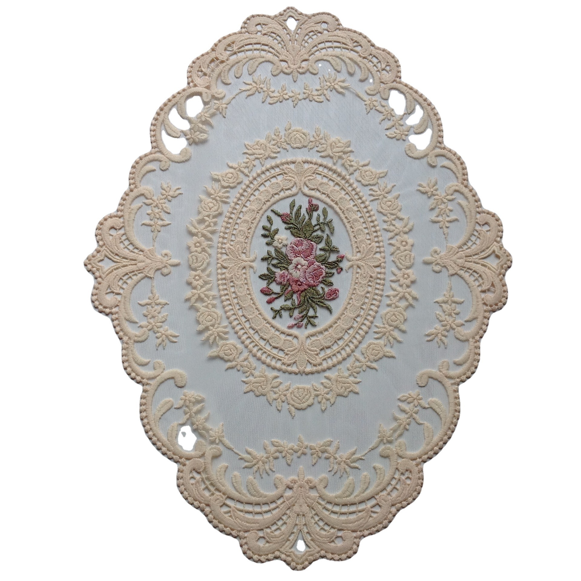 Encaje mantel posavasos estilo europeo Vintage bordado encaje cubierta a prueba de polvo toalla mesa de café estera accesorios de tiro mantel decorativo bandera