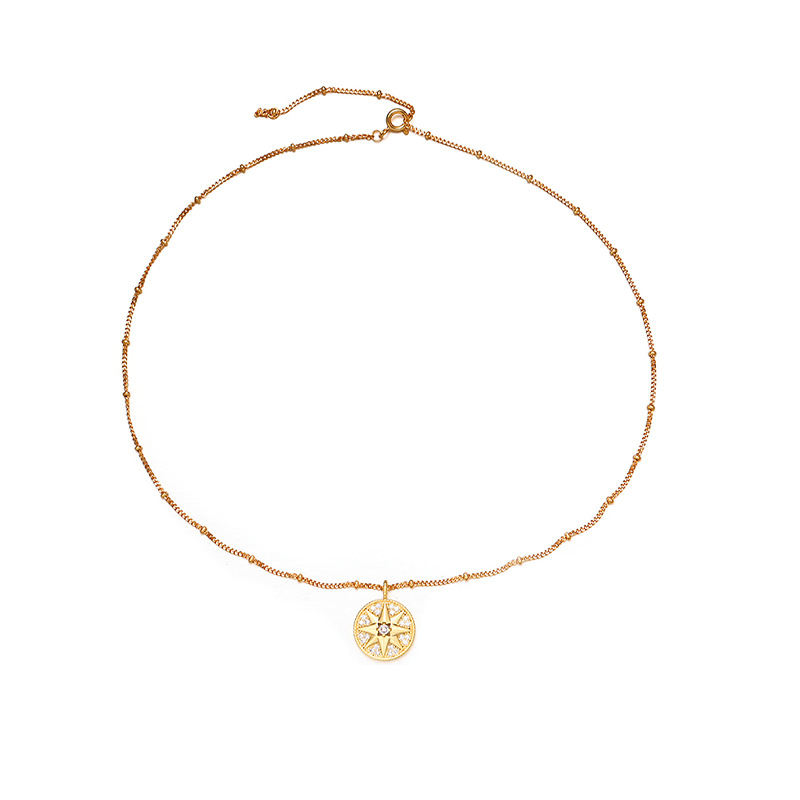 Collar con colgante de brújula vintage, moderno, sencillo y exclusivo, estilo sofisticado para el día a día, artículo de moda de verano para mujer, palabras clave populares de verano.