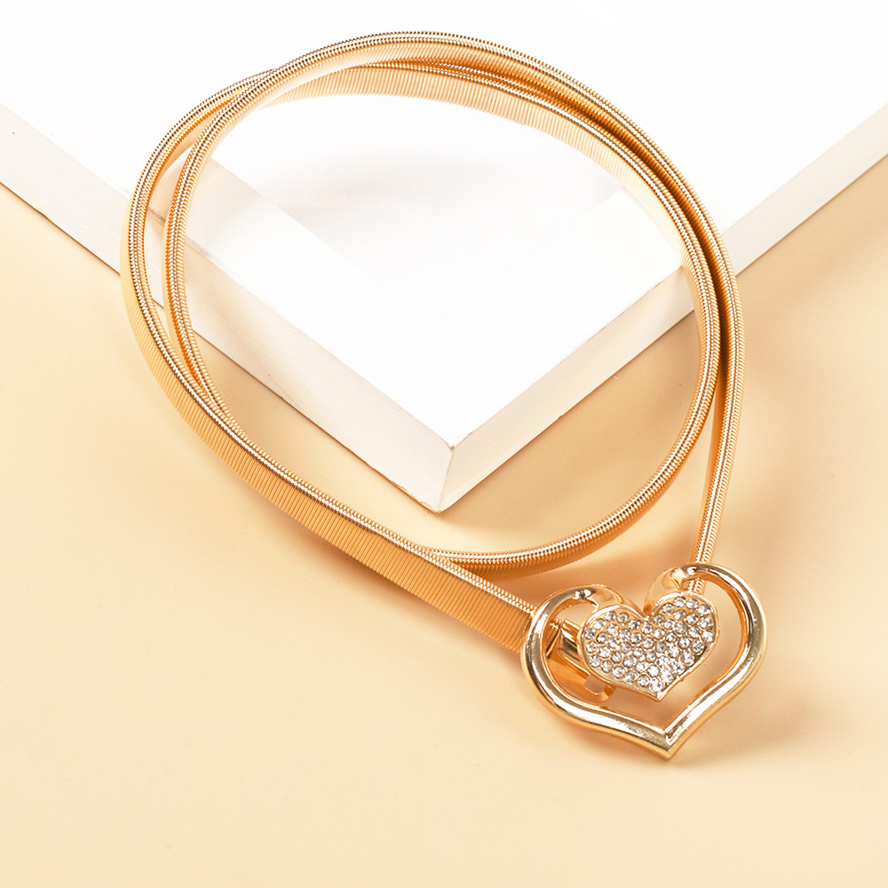 Modischer Metallgürtel, elastische und elastische Schleife für Damen, vielseitige dekorative Taillenkette, europäischer und amerikanischer Schmuck, Körperkette, Valentinstagsgeschenk_voghion.com