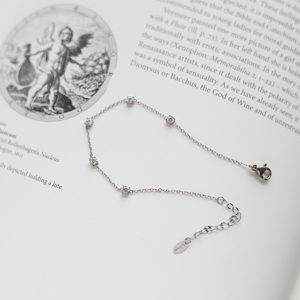 Fashion Solid Color Titanium Steel Inlay Artificial Gemstones Bracelets 1 Piece