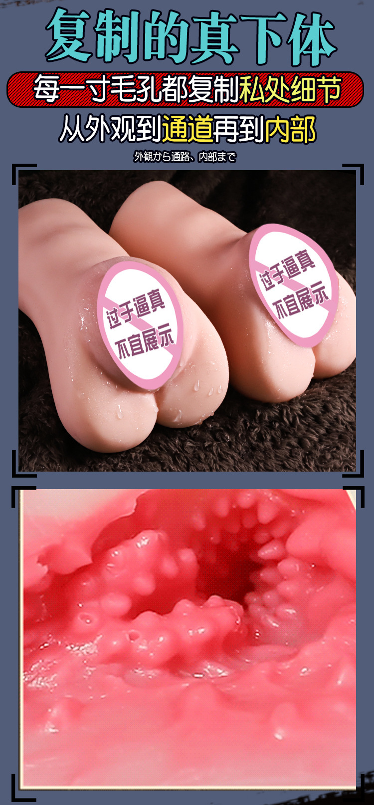 Realistic Male Masturbator with Large Buttocks Design, TPE, Manual Use, Flesh Pink — detail image 3