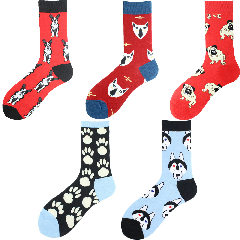 2025d Shark Bee Beast Men's Trendy Zebra Pattern Animal Mid-Calf Socks_voghion.com