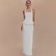 Europe and the United States cross-border 2025 spring INS new solid color hanging neck top sexy backless slim dress two-piece suit