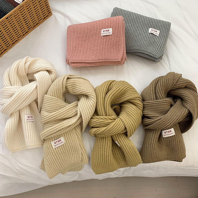 Bufandas coreanas 2025 nuevo engrosado calentamiento suave glutinoso clay azul sólido lana bufandas de cuello al por mayor