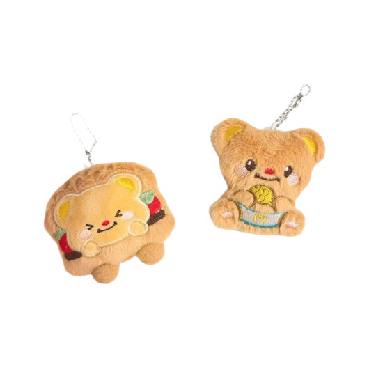 New Plush Pendant Doll Cute Hamburger Bear Pinch Squeak Stall Wholesale Keychain Bag Accessories Wholesale