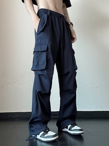 Cargo Work Pants for Youth High Street Style Men - Spring and Summer Men's Retro Work Pants