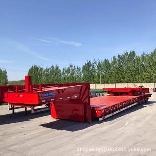 Cross-Border Export of Detachable Low-Bed Semi-Trailer with Air Bag Bridge Three-Axis Gooseneck Low-Bed Semi-Trailer Domestically Equipped