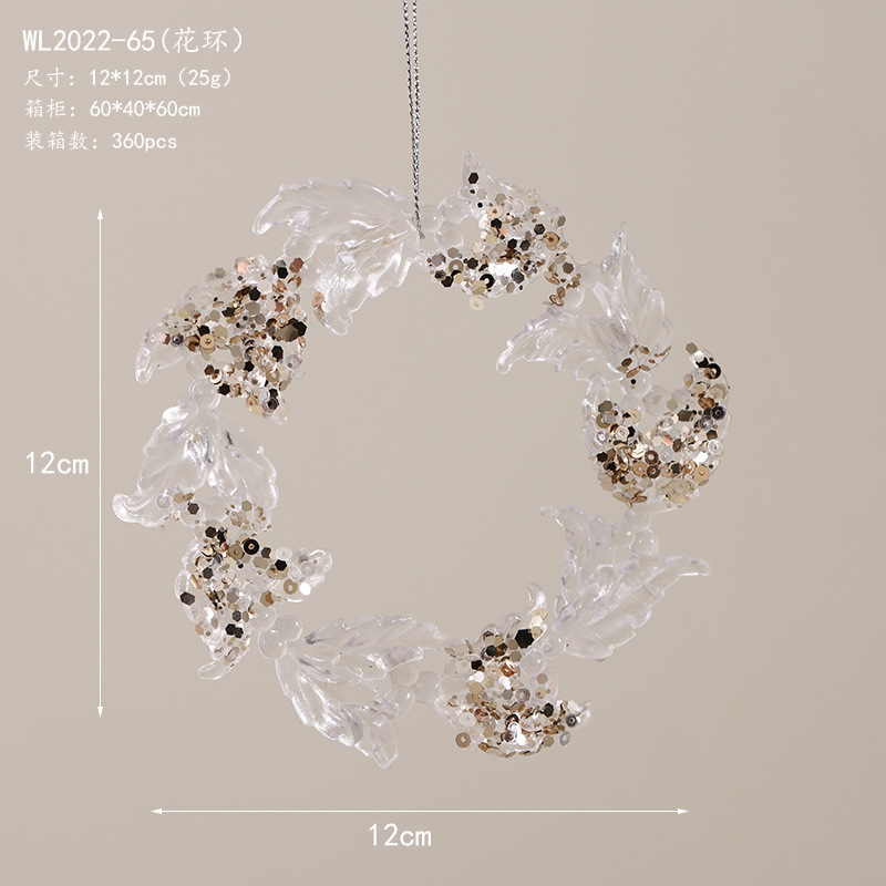 Nuevos productos transfronterizos flocos de nieve de Navidad acrílico transparente alce guirnaldas de decoración de árbol de Navidad colgante colgante