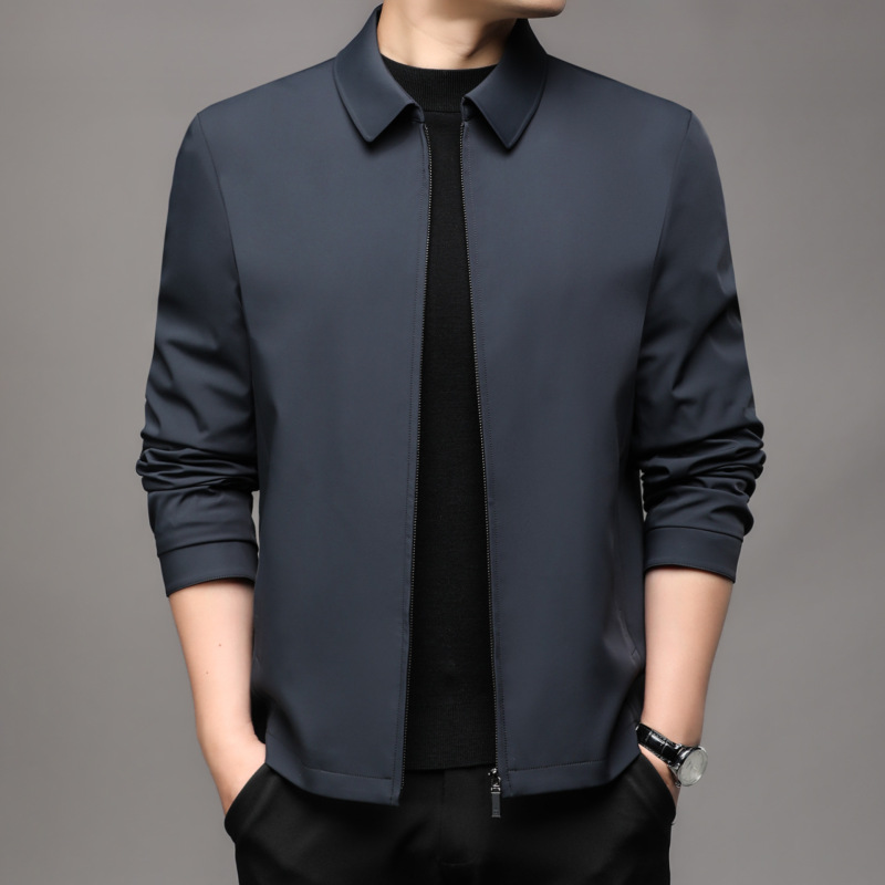 Light Luxury Spring & Fall Executive Jacket for Dad, Middle-Aged Men, Business Casual, Civil Servant Work Jacket, Lapel Top