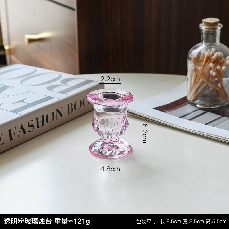 北欧风琥珀色玻璃烛台摆件家居装饰品浪漫烛光晚餐拍摄道具拍照|undefined