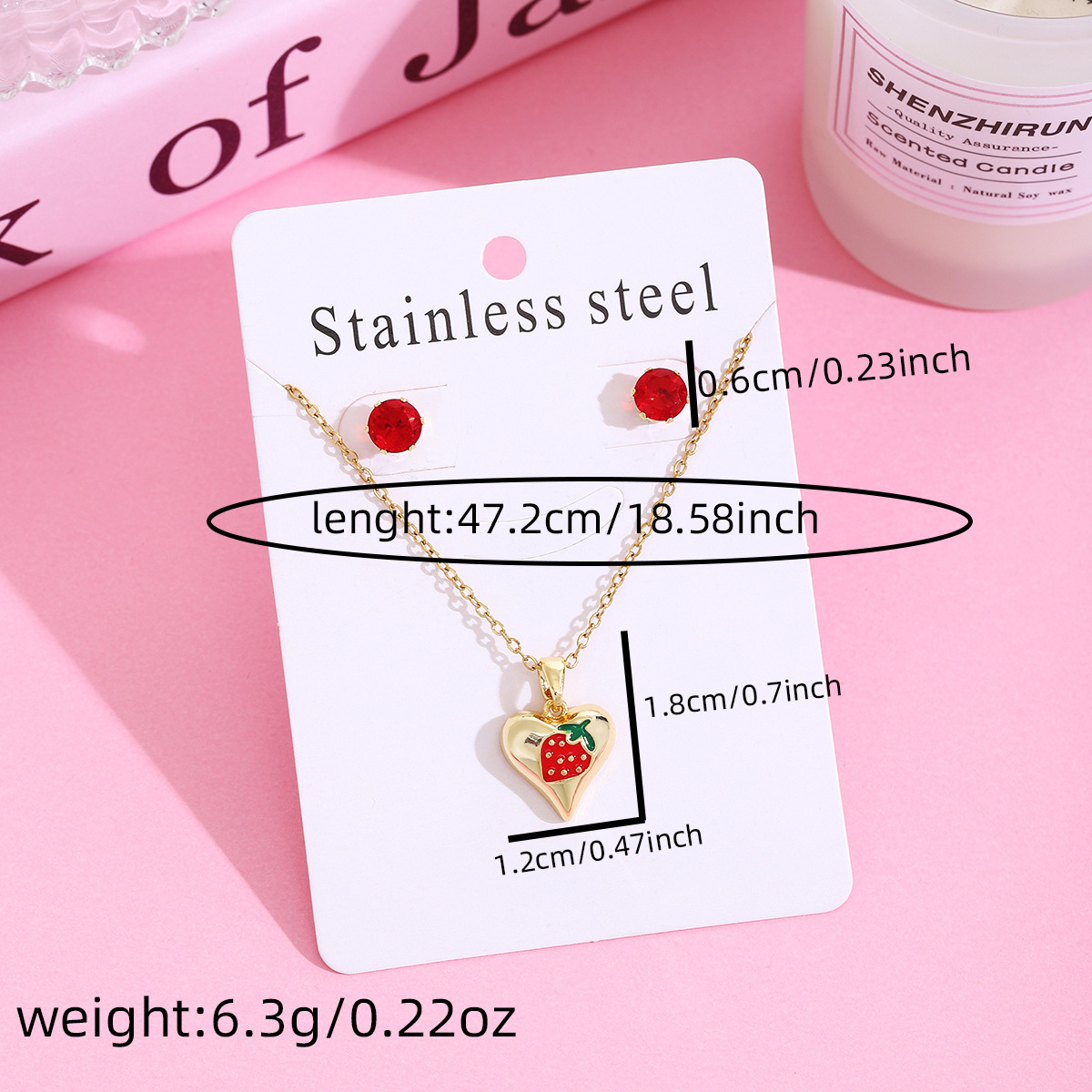 Wholesale Jewelry Sweet Cherry Strawberry 304 Stainless Steel Plating Jewelry Set Cable Chain display picture 2