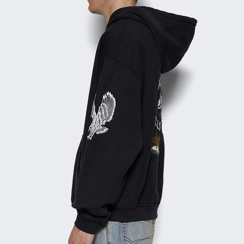 RHUDE Snow Mountain Ski Club logotipo bordado suelto sombrero sudadera con sombrero hombre y mujer marca de moda High Street