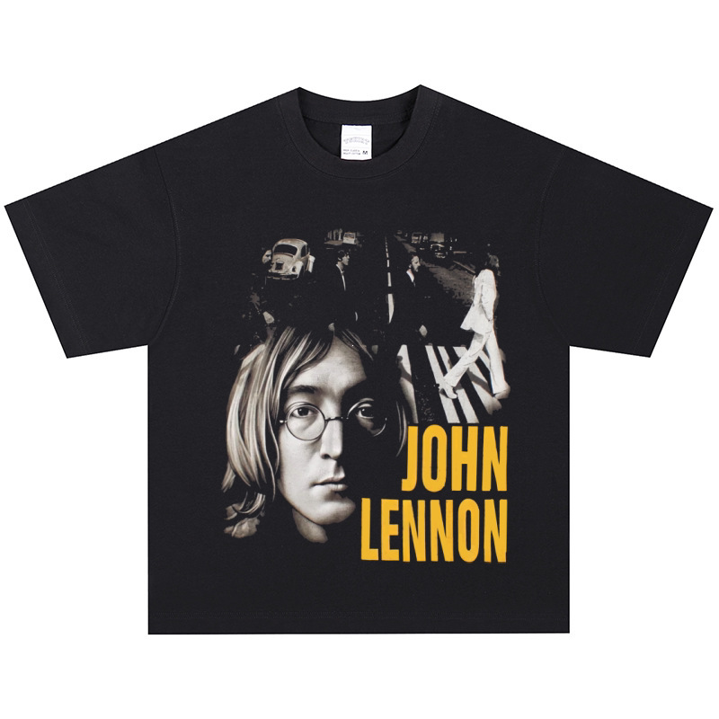 John Lennon T-shirt rock American retro street style heavy-duty short sleeve trendy vintage long sleeve John Lennon T-shirt rock American retro street style heavy-duty short sleeve trendy vintage long sleeve