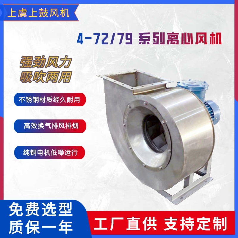 工业不锈钢离心风机4-72-3.2A-1.5kw 风量2729m3/h  风压1091Pa