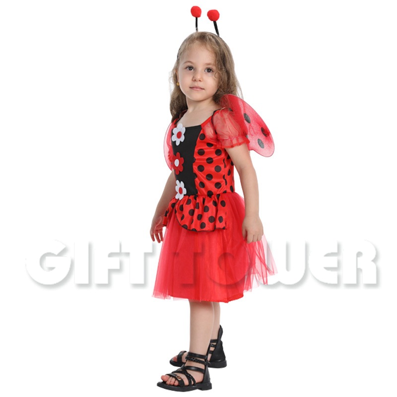 Hwanyou S-0048 Cute Ladybug Little Princess Party Costume, Halloween Playful Children's costume, Masqueraded Ball sleeping bag detail image 2