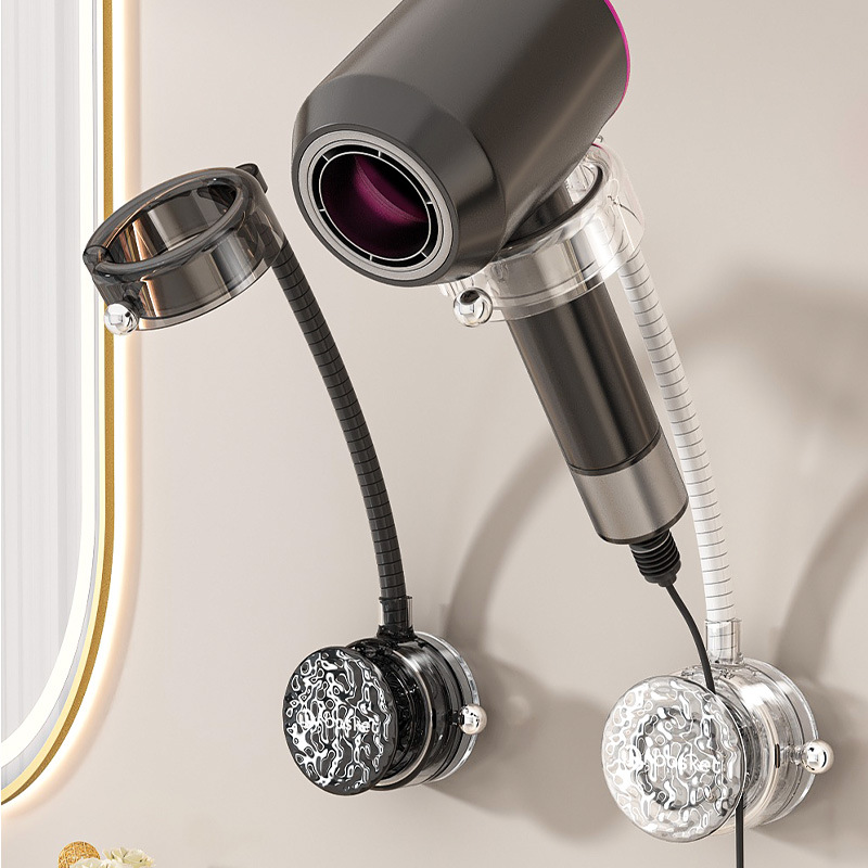 Soporte de secador de pelo perezoso sin perforación para baño secador de pelo estante de almacenamiento de secador de pelo de baño percha de almacenamiento