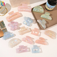 奇阅跨境时尚PVC发夹高级感鲨鱼夹亚克力抓夹子盘发抓发饰品批发