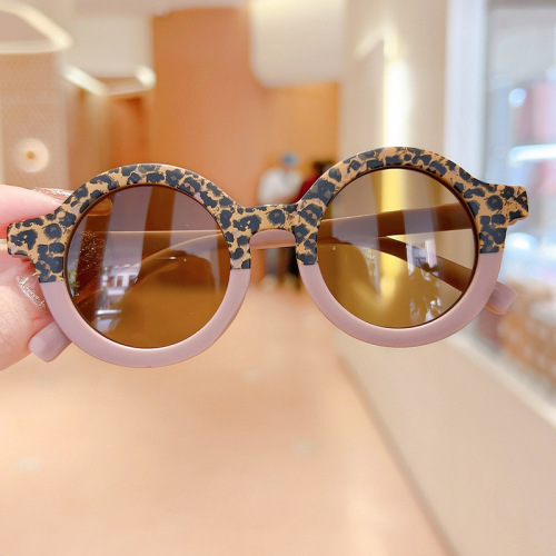 Korean version of small round sunglasses with sexy leopard print, ten white ones, sun glasses for both men and women, babies, UV protection, high-end children's eye wear