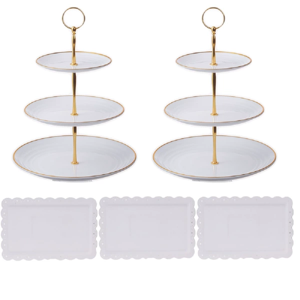 3 sets of golden rods in Phnom Penh+3 square lace plates