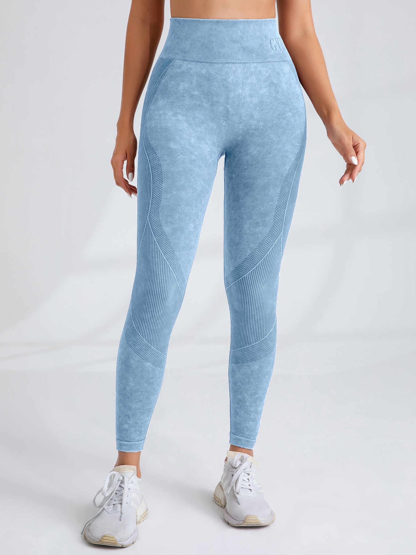 Amazon explosión combinación de pantalones de entrenamiento de mujeres sin pierna lavado con arena rápida de secado para elevar las caderas apretadas de letras